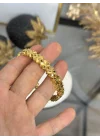 22 Ayar Kalem İşi Sıra Yoncalı Kelepçe Bilezik (6.0 cm)