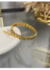 22 Ayar Kalem İşi Sıra Yoncalı Kelepçe Bilezik (6.0 cm)