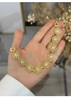 22 Ayar Kalem İşi Çiçek Telkari Bileklik (19.5 cm)