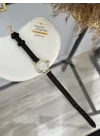 Siyah Deri Kordon Zarif Yuvarlak Saat