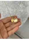 Mavi Mineli Kuşlu Açılır Kapaklı Kolye (40+5 cm)