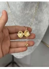 Mineli Mor Taşlı İşçilikli Sallantılı Açılır Kapaklı Kolye 50+5 cm)