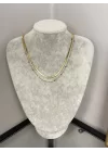 Çelik İkili Mineli Renkli İtalyan Kolye (40+5 cm)