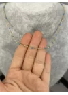 Çelik Mavi Mineli Kolye (40+5 cm)