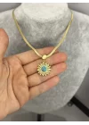 Çelik Turkaz Taşlı Güneş Kolye (40+5 cm)