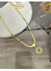 Çelik Turkaz Taşlı Güneş Kolye (40+5 cm)