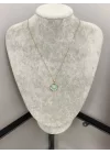 Çelik Mavi Mineli Kuzey Yıldızı Kolye (40+5 cm)