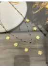 Çelik İkili Yonca Pullu Kolye (40+5 cm)