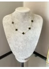 Çelik Marka Model Siya Yonca Kolye (40+5 cm)