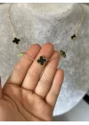 Çelik Marka Model Siya Yonca Kolye (40+5 cm)