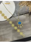 22 Ayar Telkari İşlemeli Süryani Kolye Kombin (45 cm)