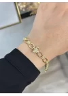 XP Gold Taşlı Çiçek Bileklik (17+2 cm)