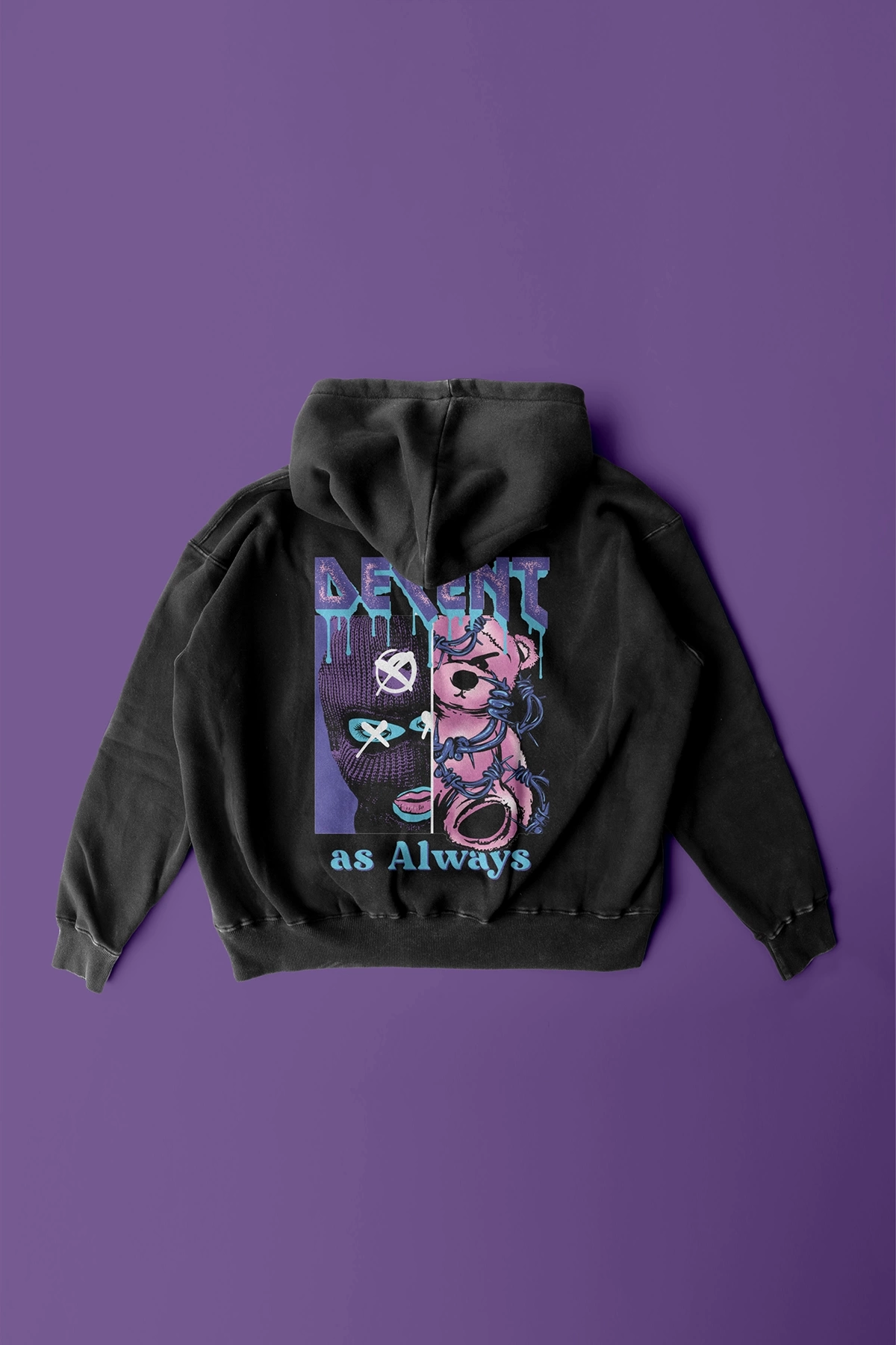 Decent Sırt ve Ön Baskılı Unisex Kapşonlu Oversize Sweatshirt