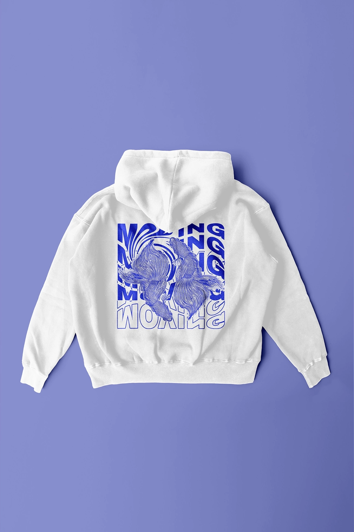 Movıng Sırt ve Ön Baskılı Unisex Oversize Beyaz Sweatshirt