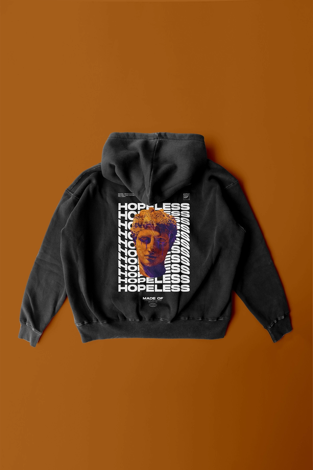 Hopeless Sırt ve Ön Baskılı Unisex Oversize Siyah Sweatshirt