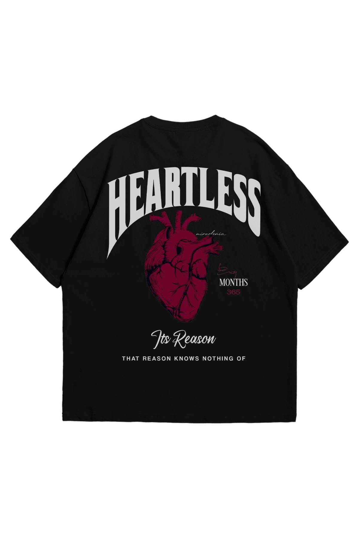 Heartless Baskılı Siyah Oversize Unisex Tshirt