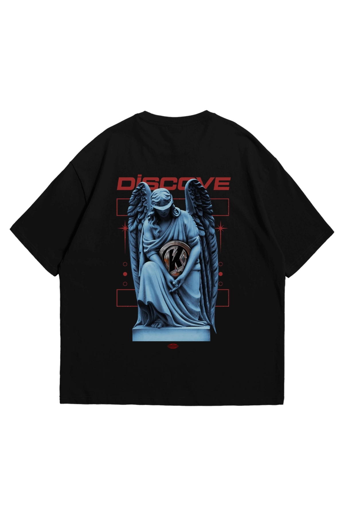 Discove Baskılı Siyah Oversize Unisex Tshirt