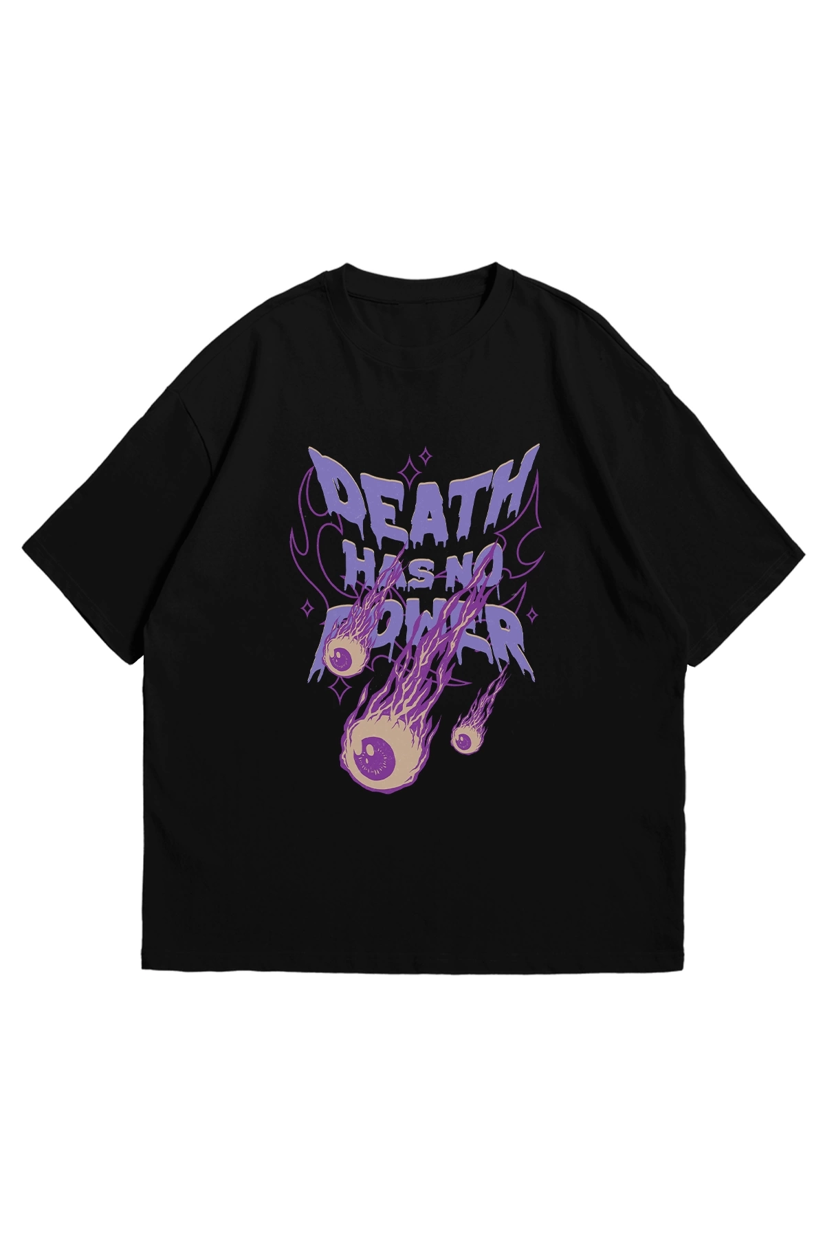 Death Has No Power Baskılı Siyah Oversize Unisex Tshirt