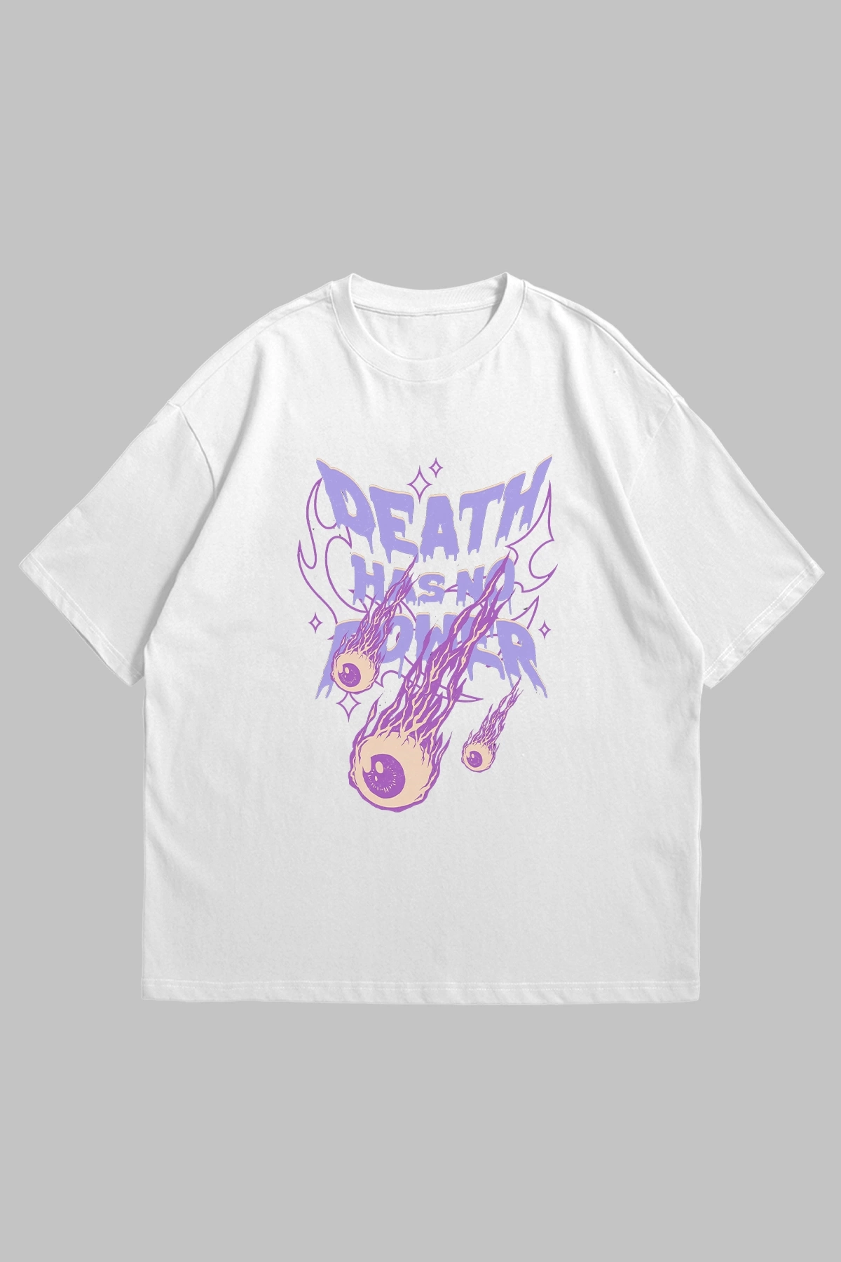 Death Has No Power Baskılı Beyaz Oversize Unisex Tshirt