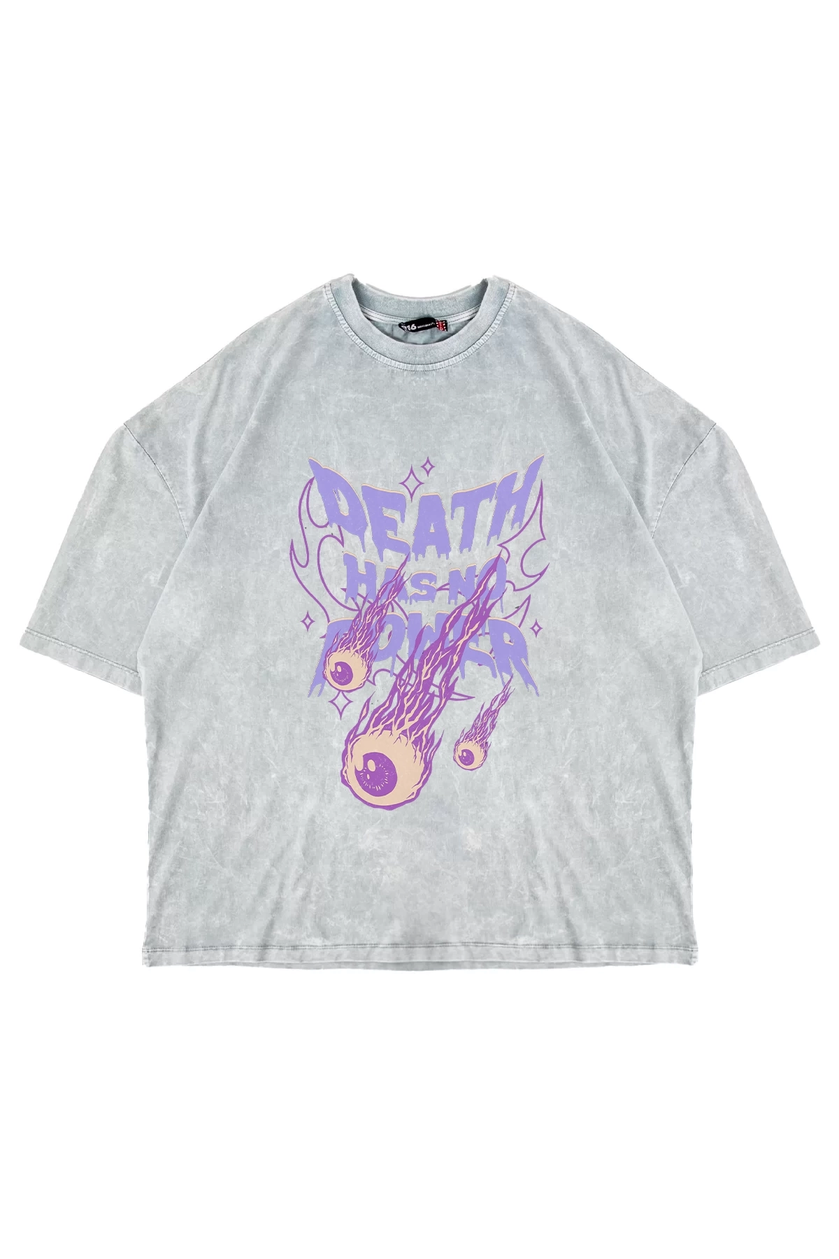 Death Has No Power Baskılı Yıkamalı Beyaz Oversize Unisex Tshirt