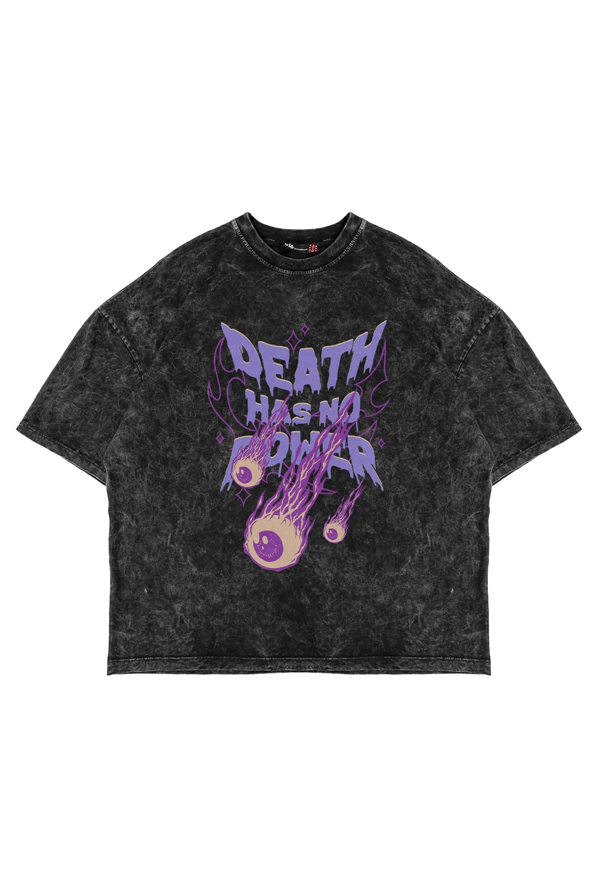 Death Has No Power Baskılı Yıkamalı Siyah Oversize Unisex Tshirt