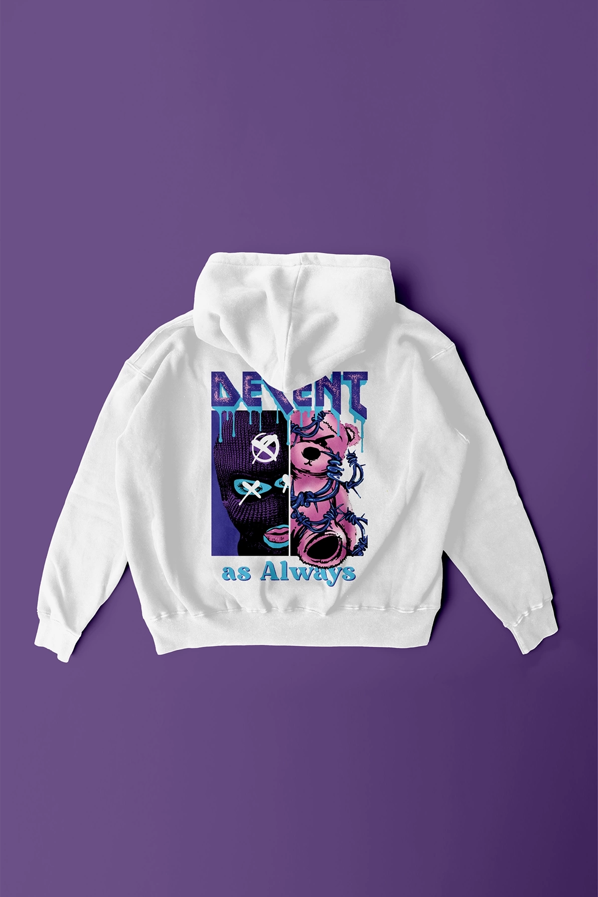 Decent Sırt ve Ön Baskılı Unisex Kapşonlu Oversize Sweatshirt