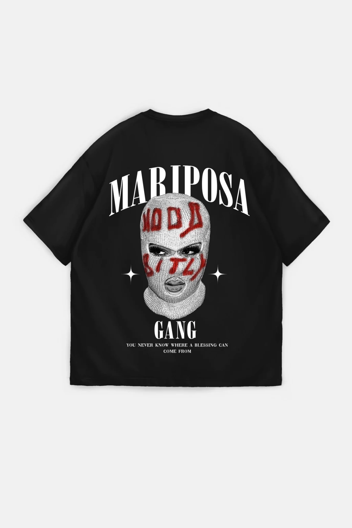 Marıposa Siyah Unisex Oversize Tshirt