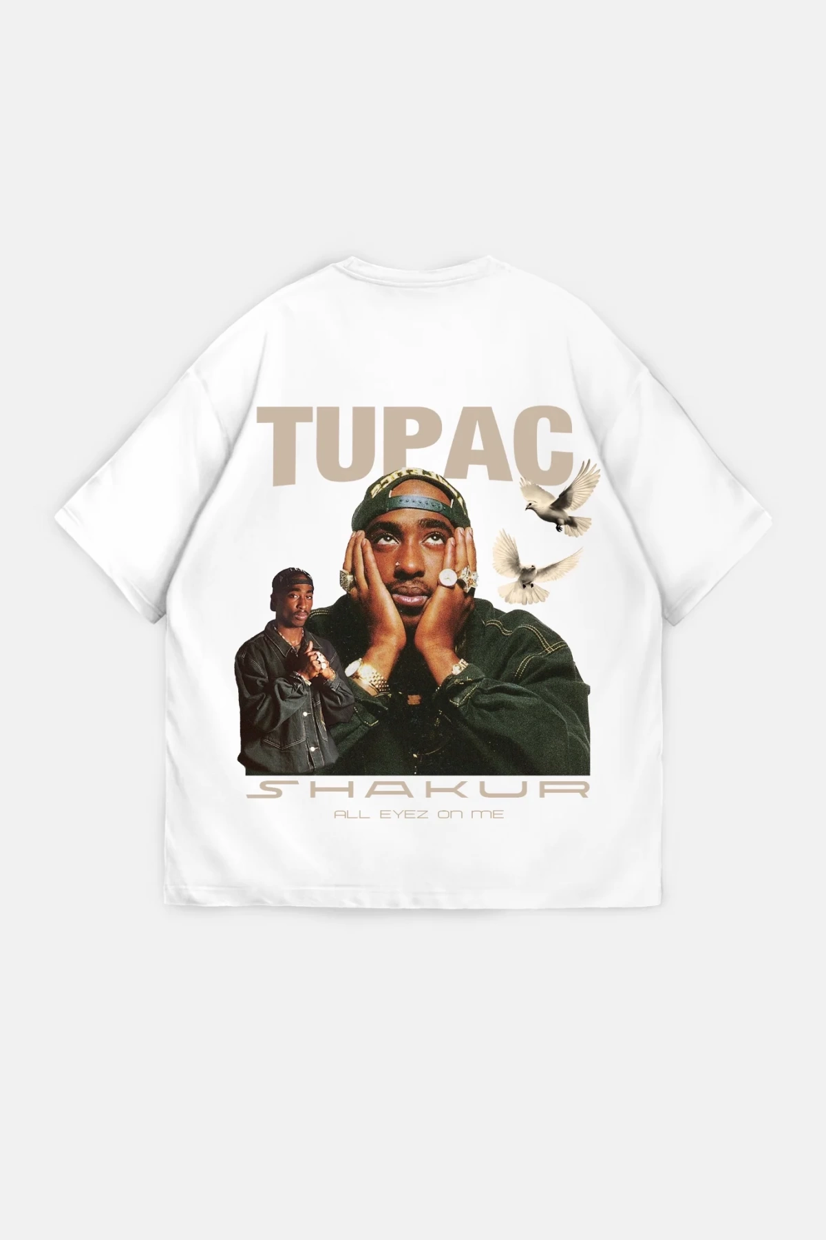 Tupac Beyaz Unisex Oversize Tshirt