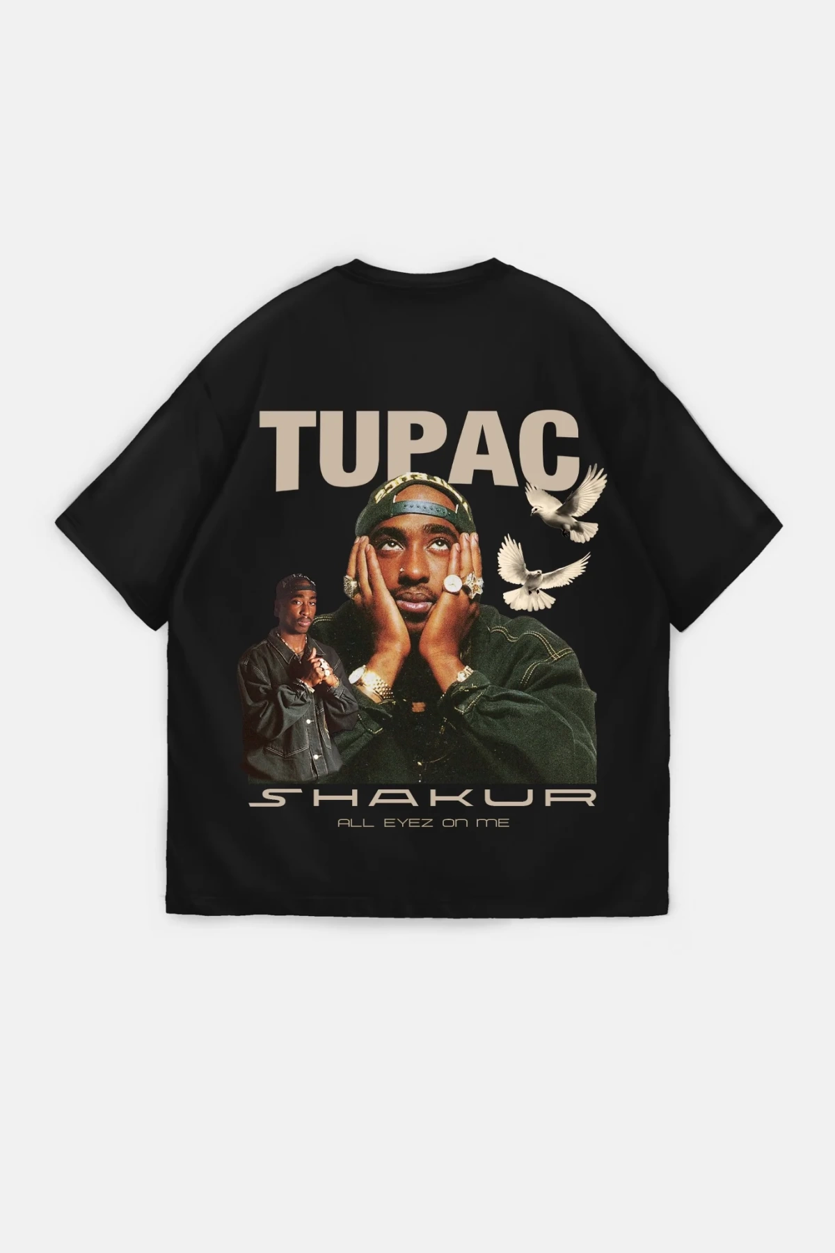 Tupac Siyah Unisex Oversize Tshirt