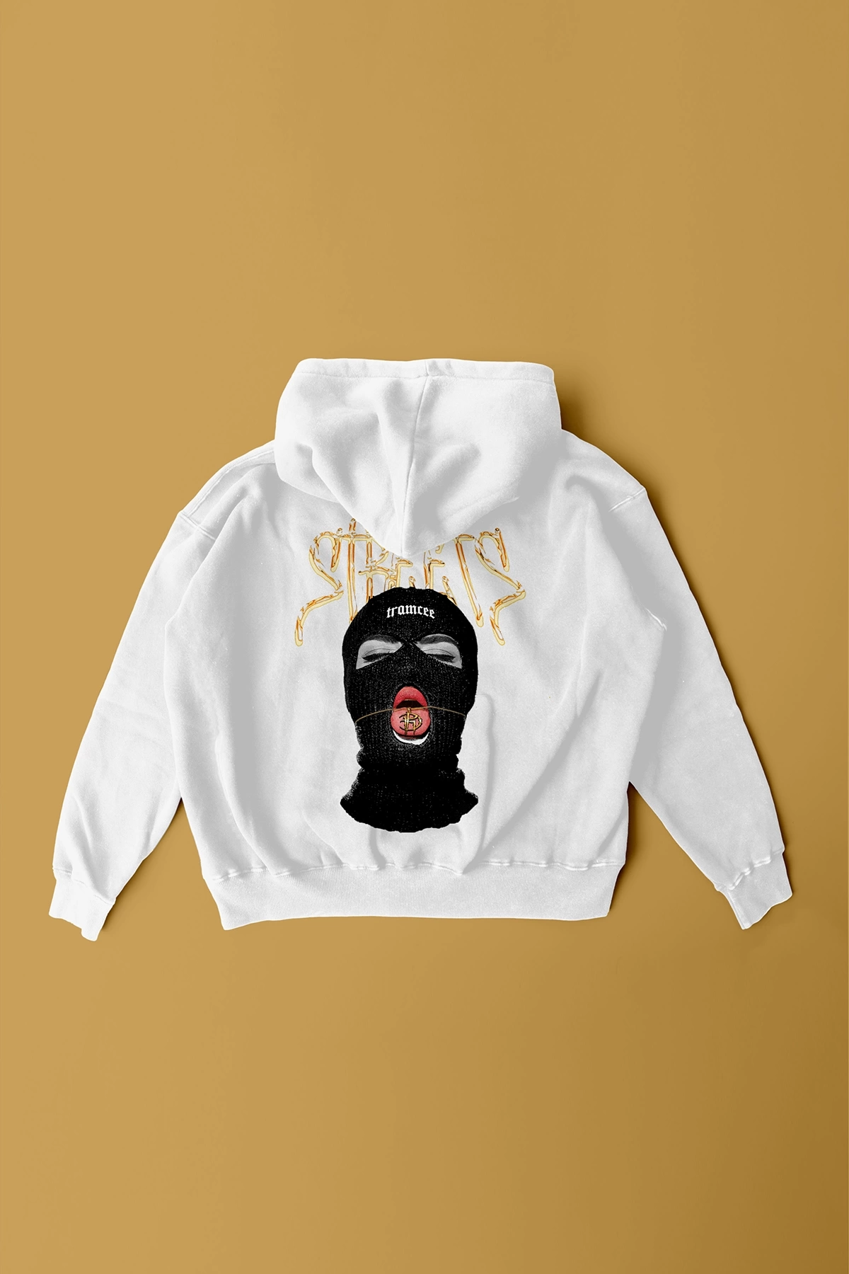 Ski Mask Sırt ve Ön Baskılı Unisex Kapşonlu Oversize Sweatshirt