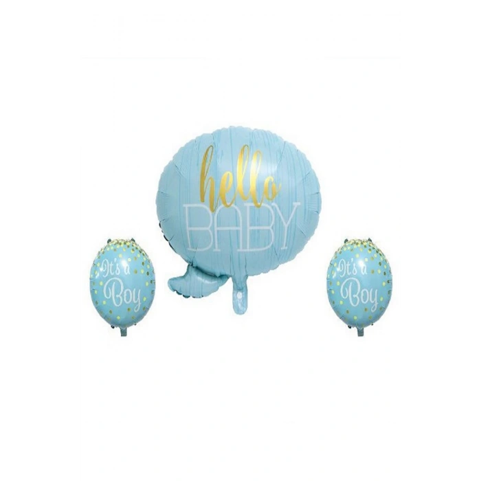 Hello Baby 3’lü Mavi Balon Set