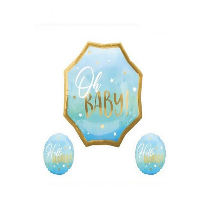 Hello World 3’lü Mavi Balon Set