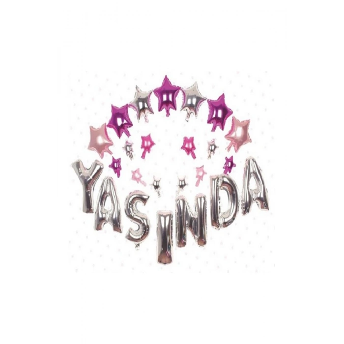 Yaşında Gümüş-Pembe Balon Set