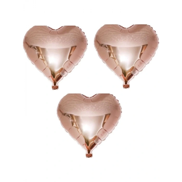 Kalp Folyo Balon 3 Adet Rose Gold