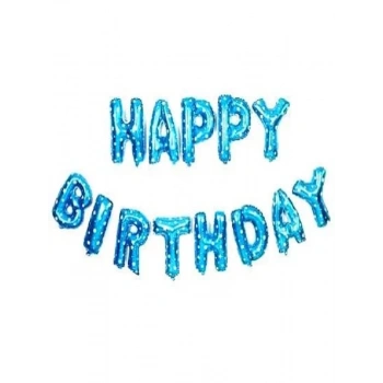 Happy Birthday Mavi Harf Folyo Balon Set