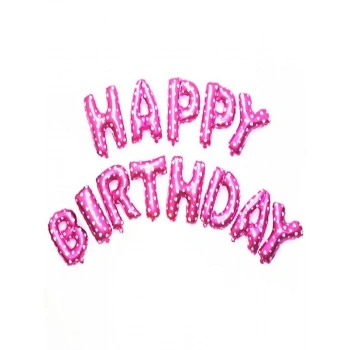 Happy Birthday Pembe Harf Folyo Balon Set