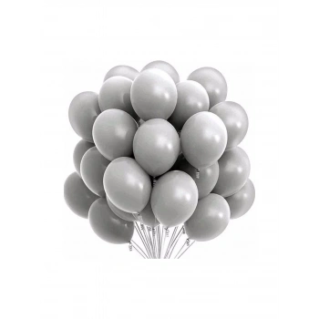 Lastik Lateks Mat Balon 50 Adet Gri Balon