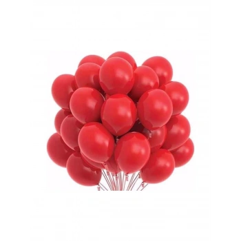 Lastik Lateks Mat Balon 50 Adet Kırmızı Balon