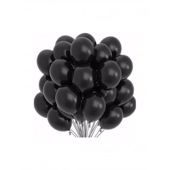 Lastik Lateks Mat Balon 50 Adet Siyah Balon