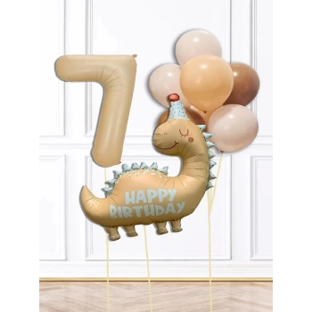 7 Retro Dinazor Tema Yaş Balonlu Doğum Günü Balon Zinciri Seti Retro Dinozor Konsept
