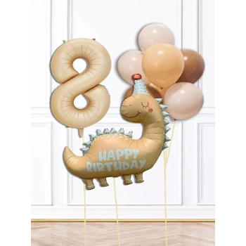 8 Retro Dinazor Tema Yaş Balonlu Doğum Günü Balon Zinciri Seti Retro Dinozor Konsept