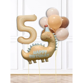 5 YAŞ Retro Dinazor Tema Yaş Balonlu Doğum Günü Balon Zinciri Seti Retro Dinozor Konsept