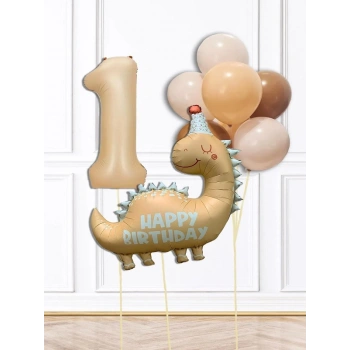 1 YAŞ Retro Dinazor Tema Yaş Balonlu Doğum Günü Balon Zinciri Seti Retro Dinozor Konsept