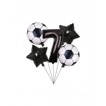 7 YAŞ Siyah Rakam Folyolu Yaş Balon Set