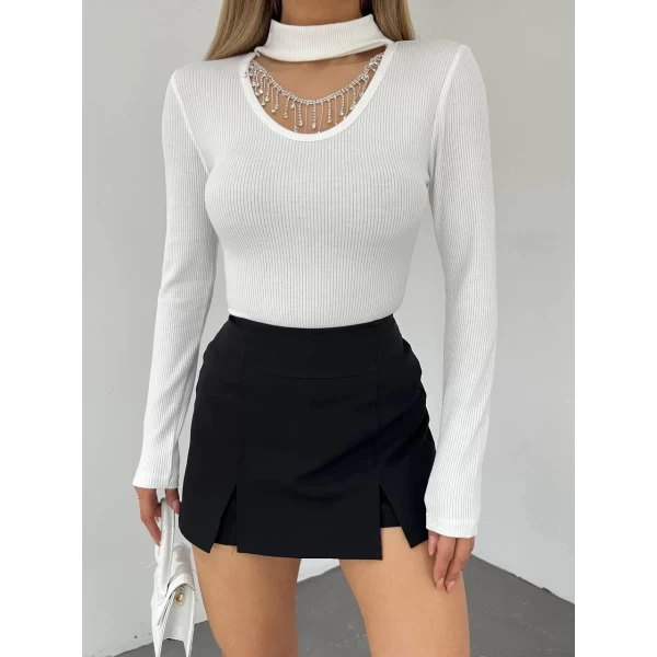 Dik Yaka Taşlı Crop