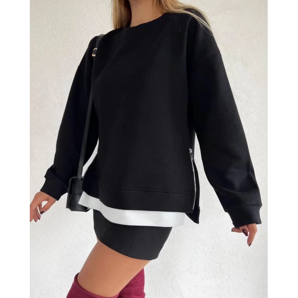 Fermuarlı Thsirt Detaylı Sweatshirt