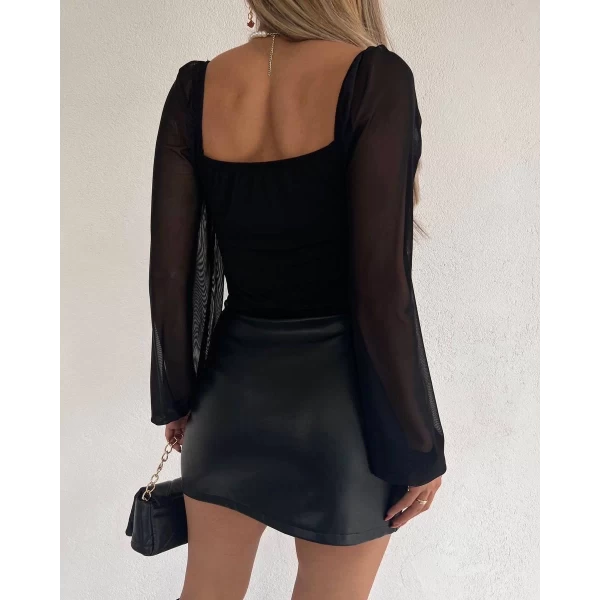 Gloplu Kolları Tül Crop