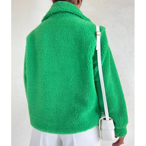 İçi Astarlı Kıvırıcık Peluş Ceket