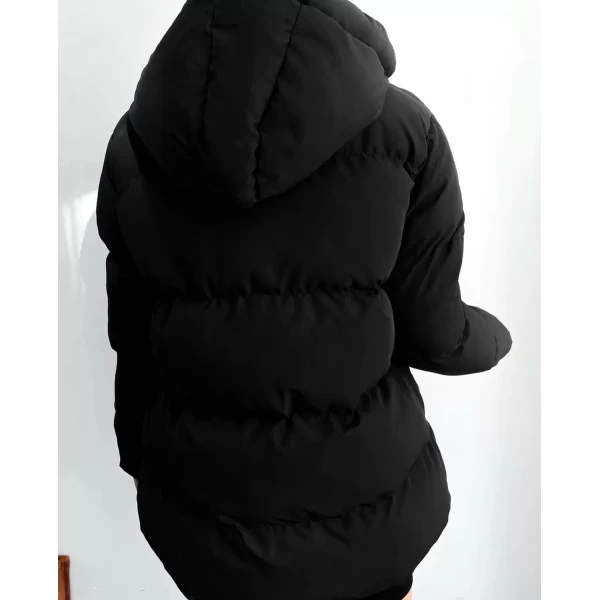 Kapşonlu İpli Puffer Şişme Mont
