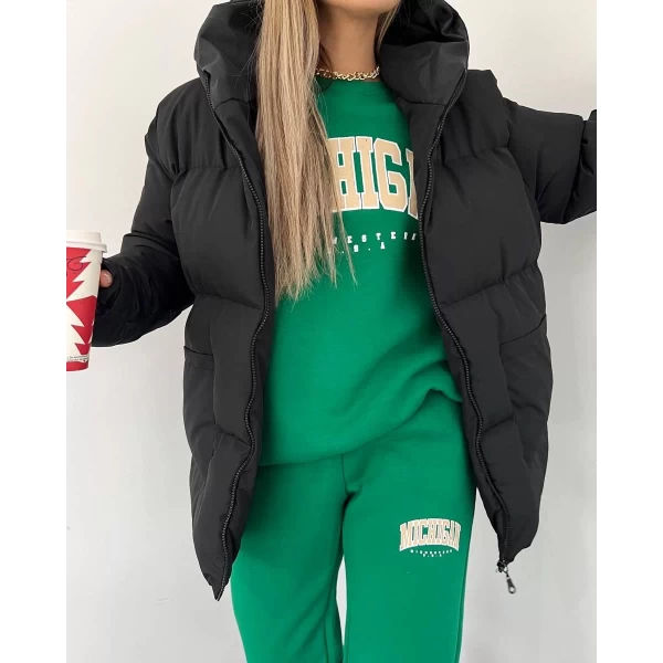 Kapşonlu Oversize Mont